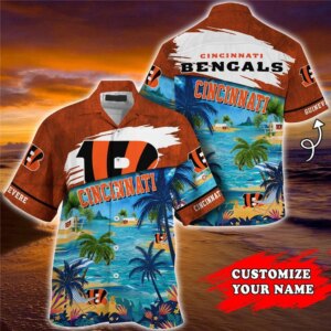 Cincinnati Bengals Island Sunset Personalized Hawaiian Shirt