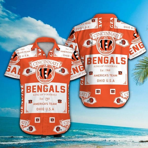 Cincinnati Bengals King Of Football NFL Football Team Hawaiian Shirt Cincinnati Bengals King Of Football NFL Football Team Hawaiian Shirt