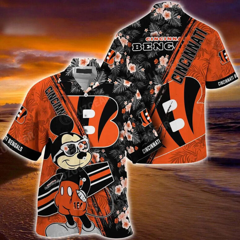 Cincinnati Bengals Mickey Tropical Hawaiian Shirt Cincinnati Bengals Mickey Tropical Hawaiian Shirt
