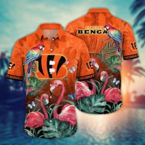 Cincinnati Bengals Pink Flamingo NFL Football Team Hawaiian Shirt