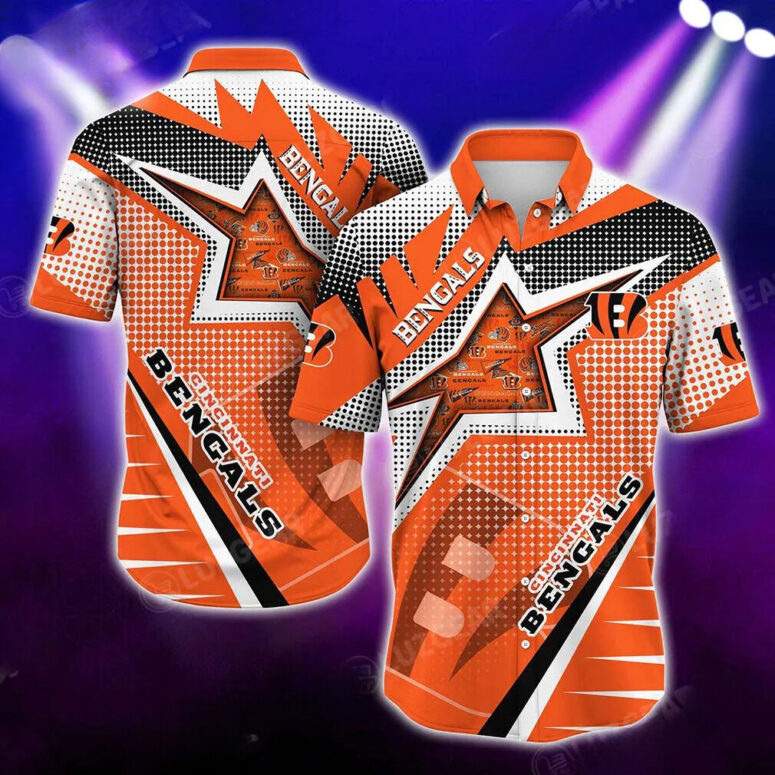 Cincinnati Bengals Starburst Performance Hawaiian Shirt Cincinnati Bengals Starburst Performance Hawaiian Shirt