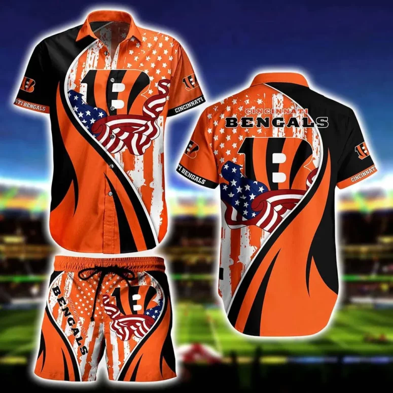 Cincinnati Bengals Stars and Stripes Hawaiian Shirt Cincinnati Bengals Stars and Stripes Hawaiian Shirt