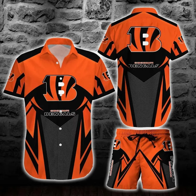 Cincinnati Bengals Striped Arrow Hawaiian Shirt Cincinnati Bengals Striped Arrow Hawaiian Shirt
