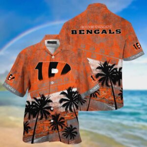 Cincinnati Bengals Sunset Palm View Hawaiian Shirt