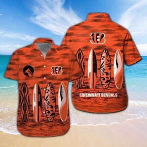 Cincinnati Bengals Surfing NFL Football Team Hawaiian Shirt