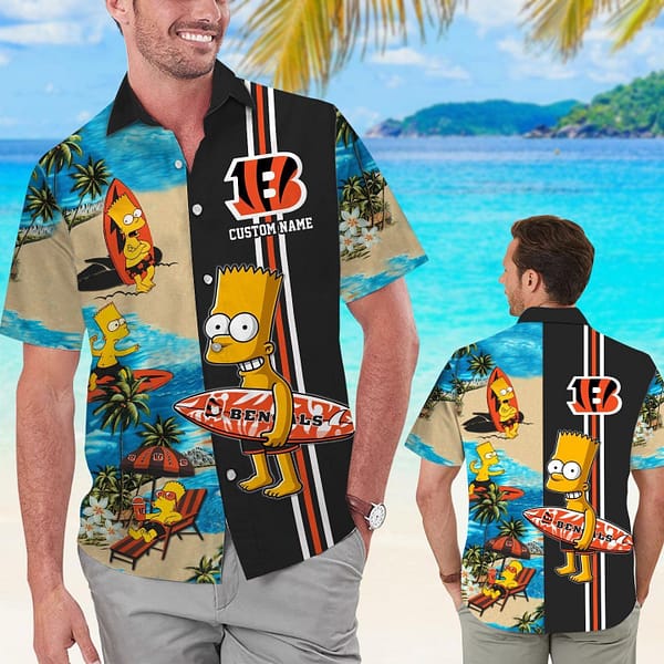 Cincinnati Bengals The Simpsons Custom Name NFL Football Team Hawaiian Shirt Cincinnati Bengals The Simpsons Custom Name NFL Football Team Hawaiian Shirt