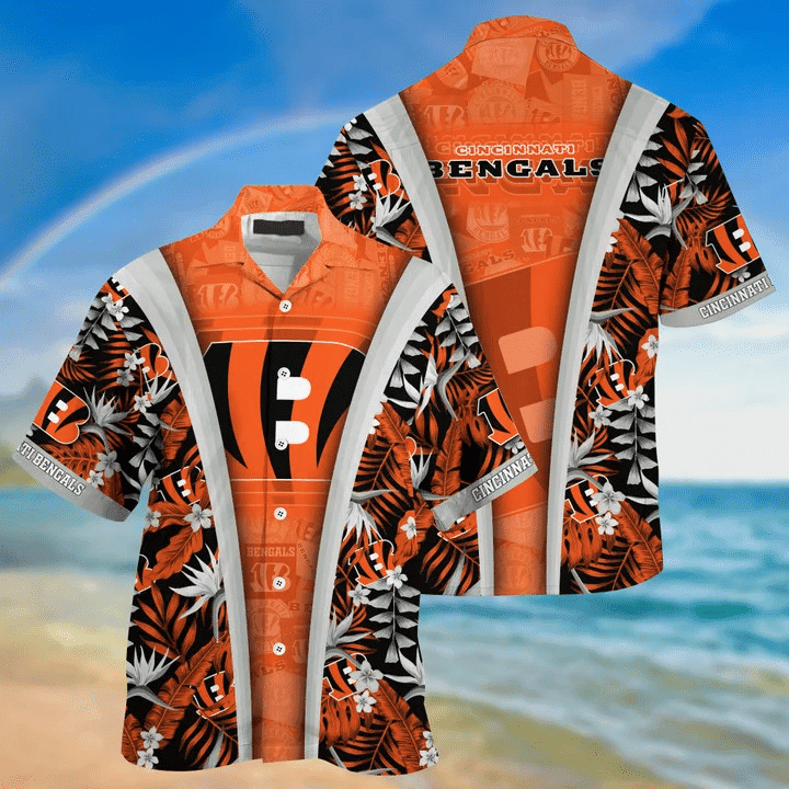 Cincinnati Bengals Tropical Elegance Hawaiian Shirt Cincinnati Bengals Tropical Elegance Hawaiian Shirt