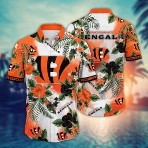 Cincinnati Bengals Tropical Plants NFL Football Team Hawaiian Shirt