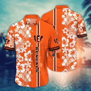 Cincinnati Bengals White Flowers NFL Football Team Hawaiian Shirt