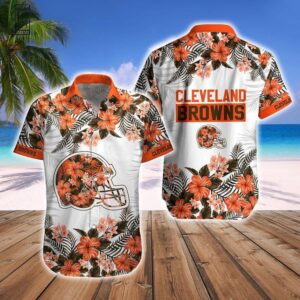 Cleveland Browns Floral Helmet NFL Football Team Hawaiian Shirt