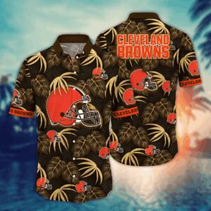 Cleveland Browns Palm Tree Leaves NFL Football Team Hawaiian Shirt