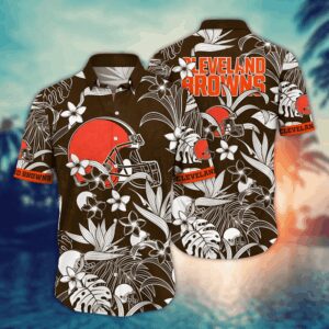 Cleveland Browns Tropical Plants NFL Football Team Hawaiian Shirt