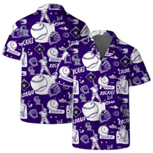 Colorado Rockies Baseball Sketch Hawaiian Shirt