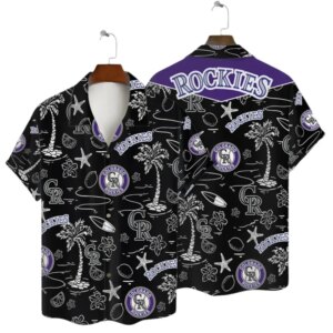 Colorado Rockies Black Tropics Hawaiian Shirt