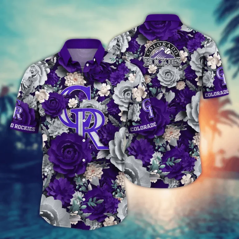Colorado Rockies Floral Garden Hawaiian Shirt Colorado Rockies Floral Garden Hawaiian Shirt