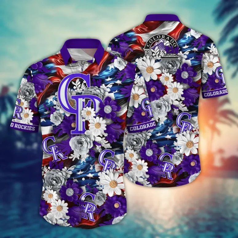 Colorado Rockies Floral Paradise Hawaiian Shirt Colorado Rockies Floral Paradise Hawaiian Shirt