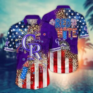 Colorado Rockies Star-Spangled Fireworks Hawaiian Shirt