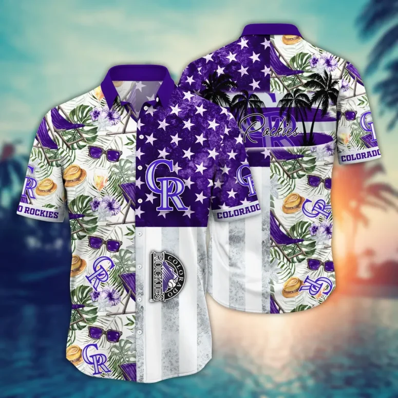 Colorado Rockies Stars and Tropics Hawaiian Shirt Colorado Rockies Stars and Tropics Hawaiian Shirt