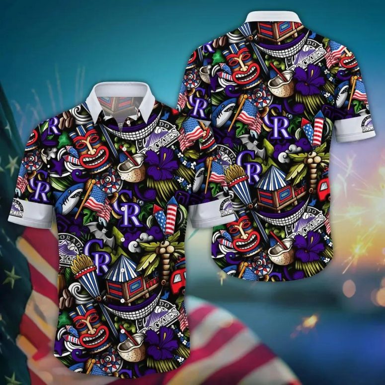 Colorado Rockies Tiki Celebration Hawaiian Shirt Colorado Rockies Tiki Celebration Hawaiian Shirt