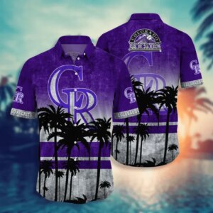 Colorado Rockies Tropical Sunset Hawaiian Shirt