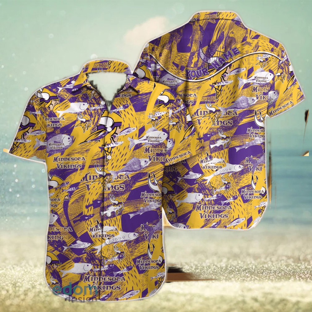 Custom-Name-Minnesota-Vikings-Vintage-Flowers-Pattern-Hawaiian-Shirt-1