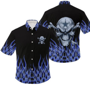 Dallas Cowboys Angry Skull NFL Football Team Hawaiian Shirt