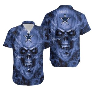 Dallas Cowboys Blue Skull NFL Football Team Hawaiian Shirt