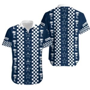 Dallas Cowboys Checkered Pattern NFL Football Team Hawaiian Shirt