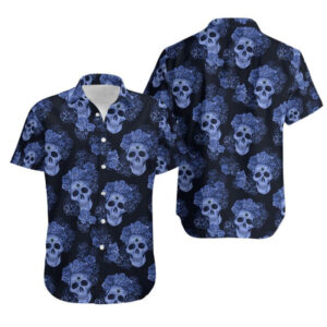 Dallas Cowboys Flowery Skulls NFL Football Team Hawaiian Shirt