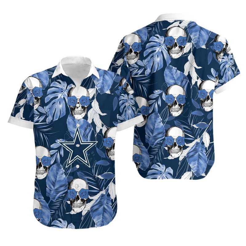 Dallas Cowboys Skull and Flora NFL Football Team Hawaiian Shirt Dallas Cowboys Skull and Flora NFL Football Team Hawaiian Shirt