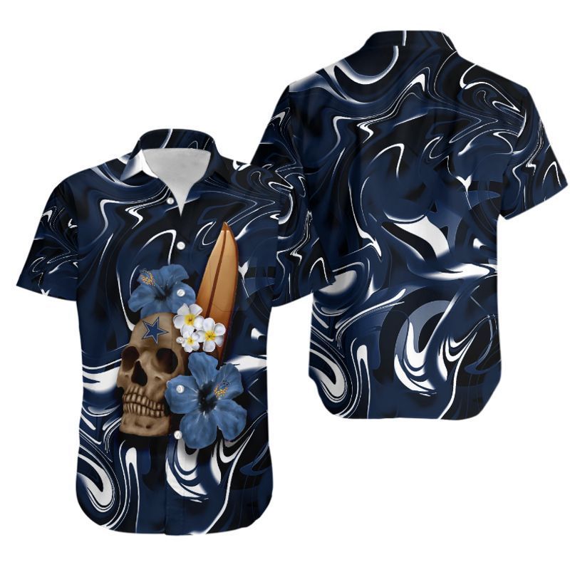 Dallas Cowboys Skull and Flower NFL Football Team Hawaiian Shirt Dallas Cowboys Skull and Flower NFL Football Team Hawaiian Shirt