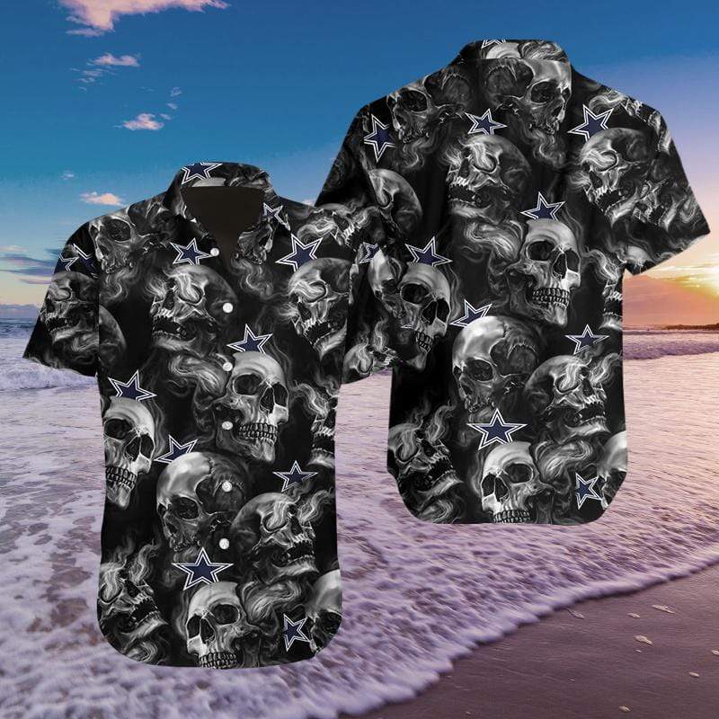 Dallas Cowboys Skulls NFL Football Team Hawaiian Shirt Dallas Cowboys Skulls NFL Football Team Hawaiian Shirt