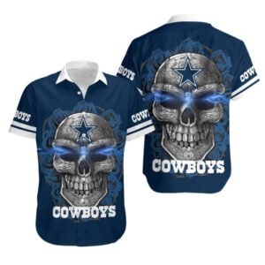 Dallas Cowboys Smiling Skull NFL Football Team Hawaiian Shirt