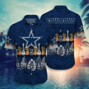 Dallas Cowboys Ukulele and Pineapple NFL Football Team Hawaiian Shirt