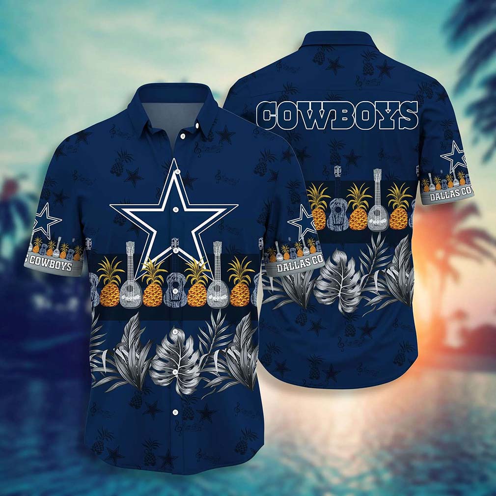 Dallas Cowboys Ukulele and Pineapple NFL Football Team Hawaiian Shirt Dallas Cowboys Ukulele and Pineapple NFL Football Team Hawaiian Shirt