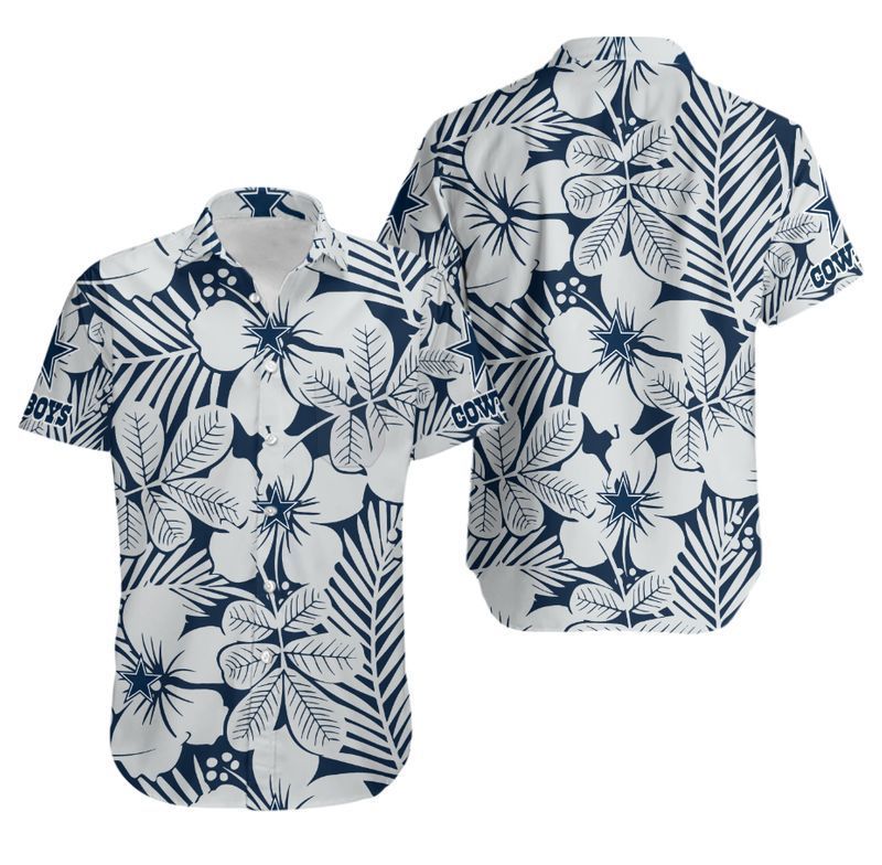 Dallas Cowboys White Flora NFL Football Team Hawaiian Shirt Dallas Cowboys White Flora NFL Football Team Hawaiian Shirt