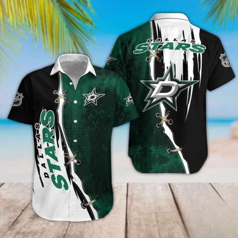 Dallas Stars Bold Laces Hawaiian Shirt Dallas Stars Bold Laces Hawaiian Shirt