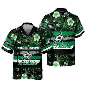 Dallas Stars Champions Floral Hawaiian Shirt