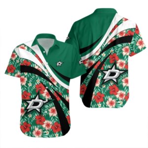 Dallas Stars Hibiscus Wave Hawaiian Shirt