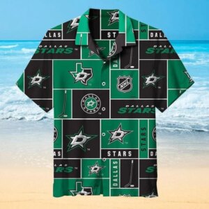Dallas Stars Hockey Grid Hawaiian Shirt