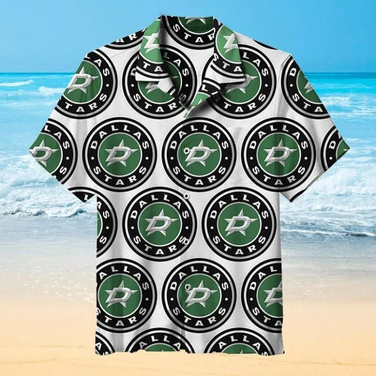 Dallas Stars Icon Pattern Hawaiian Shirt Dallas Stars Icon Pattern Hawaiian Shirt