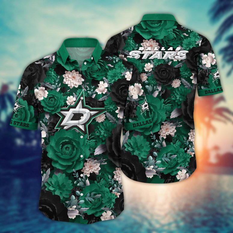 Dallas Stars Midnight Garden Hawaiian Shirt Dallas Stars Midnight Garden Hawaiian Shirt
