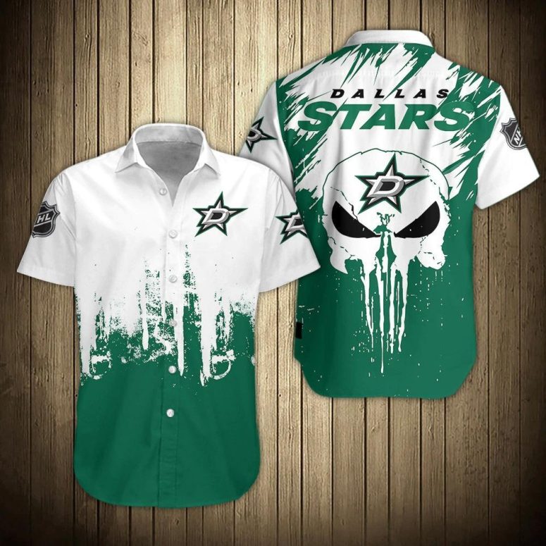 Dallas Stars Skull Splatter Hawaiian Shirt Dallas Stars Skull Splatter Hawaiian Shirt