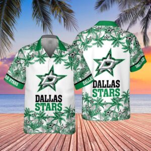 Dallas Stars Tropical Palms Hawaiian Shirt