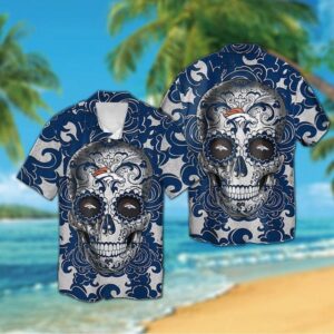 Denver Broncos Calavera V2 NFL Football Team Hawaiian Shirt