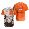 Denver Broncos Day of the Dead Sugar Skull Hawaiian Shirt