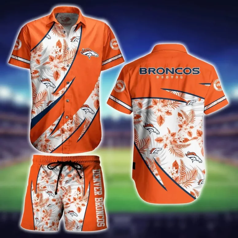 Denver Broncos Floral Wave Hawaiian Shirt Denver Broncos Floral Wave Hawaiian Shirt