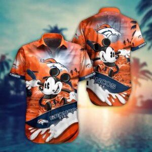 Denver Broncos Mickey Surf Wave Hawaiian Shirt