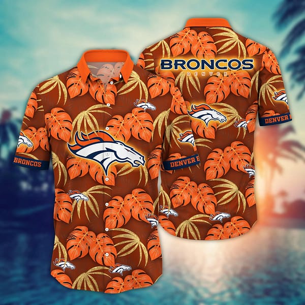 Denver Broncos Palm Tree Leaves NFL Football Team Hawaiian Shirt Denver Broncos Palm Tree Leaves NFL Football Team Hawaiian Shirt