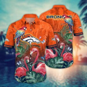 Denver Broncos Pink Flamingo NFL Football Team Hawaiian Shirt
